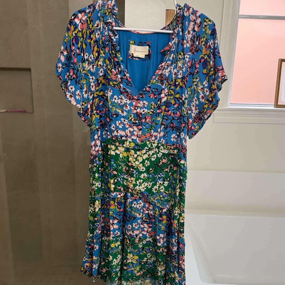 Anthropologie Floral V-Neck Dress M